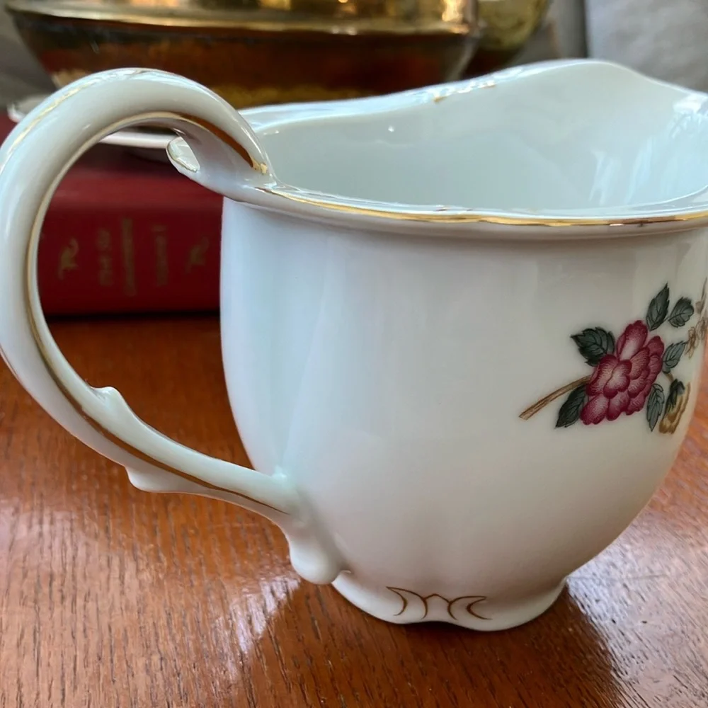 Vintage Charm Crest Mayfair Creamer Floral Gold trim Footed Porcelain Japan
